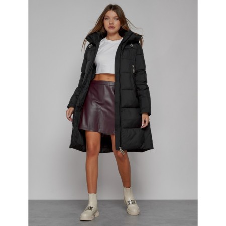 Coat insulated winter female, size 44, black color-11