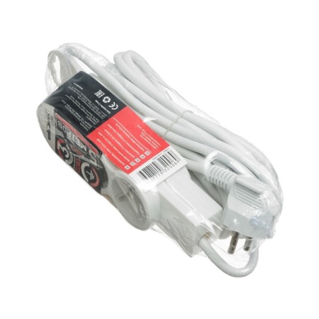 Duwi extension cord, 3 sockets, 5 m, 10 A, 2200 W, PVS 3x0.75 mm2, with salary, white-2