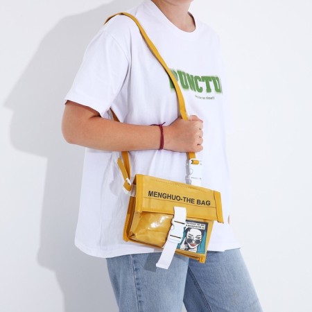 Youth bag with zipper, yellow color-2