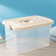 Storage container with a lid Ricco, 10 l, 35.5 × 23.5 × 19 cm, beige color
