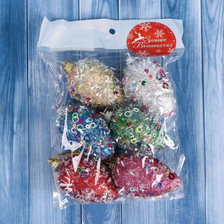 Christmas tree decoration "Payttes in sequins" (set 6 pcs) 4x7 cm, mix-1