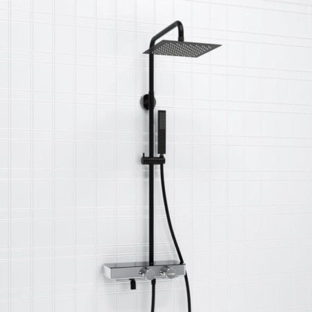 The shower system wasserkraft a114.255.218.cb Thermo, tropical shower, thermostat, black/chrome 101151-1
