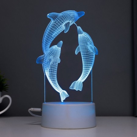Sensor Lamp "dolphins" LED 7 USB colors/from batteries white RISALUX-8