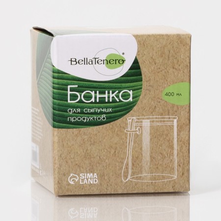Glass Bank for bulk products with a bamboo cover and a spoon "Eco", 400 ml, 10.5 × 8.5 cm-1