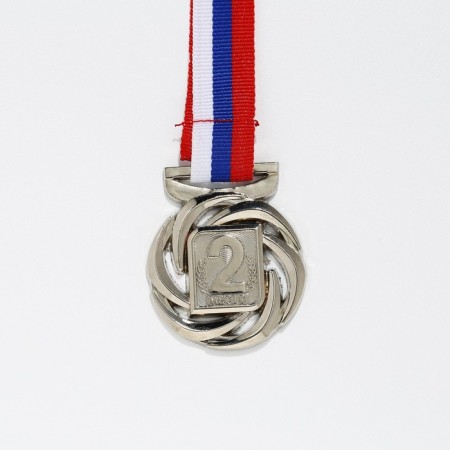 Prize medal 192 diam 4 cm. 2 place. Color ser. With a ribbon-3