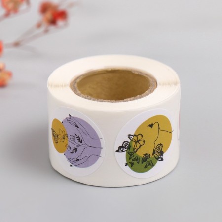 Stick Paper "Butterflies and flowers. Abstraction" d = 2.5 cm 252 pcs in the roll-4