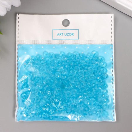 Beads for creativity Plastic "Crystal with Blue faces" set of 20 grams 0.4x0.6x0.6 cm-3
