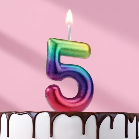 Candle in the cake "Watercolor", number 5, 5.5 cm