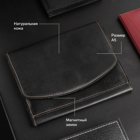 Cartage Auto Documents folder, genuine leather, black, 22 x 18 x 4.5 cm-1