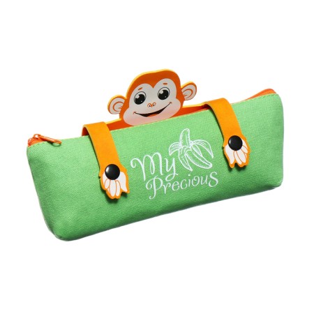 Penal soft, 1 compartment, 80 x 200 x 35 mm, voluminous, cotton fabric, phoenix, fingering from sophisticated leather-2