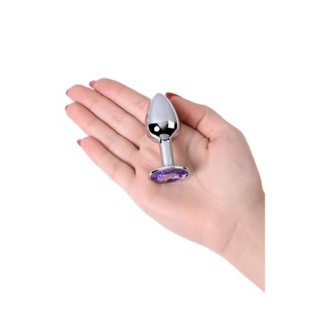 Anal plug with the Toyfa Metal rhinestone, silver, amethyst, 7 cm, d = 2.8 cm-5