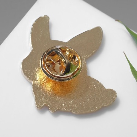 Icon "rabbit" with flowers, white-pink color in gold-2
