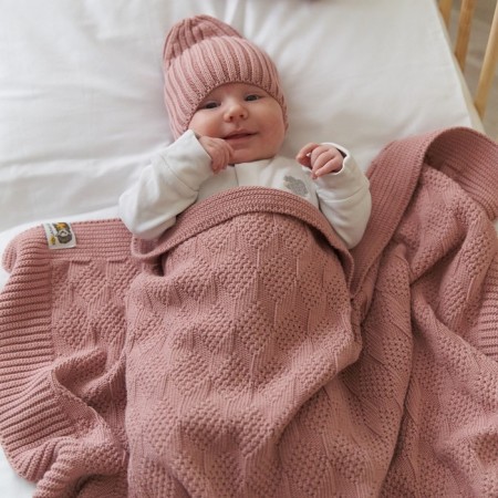 Baby plaid, ash-pink color, size 95x95 cm-3