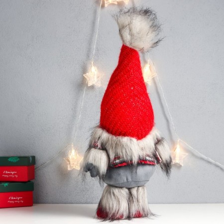 Interior doll "Santa Claus in a red cap with a fur bomb" 45x18x11 cm-3