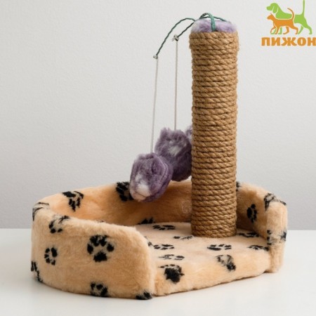 A bed with a clatter for kittens, 34 x 26 x 34 cm, jute, a mix of flowers-1