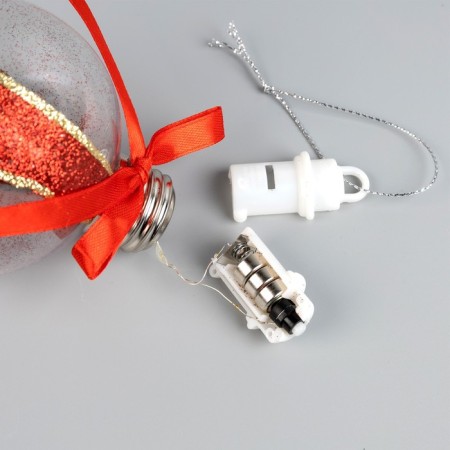 A set of Christmas tree balls "Balls with spruce cones" 3 pcs., Battery, 5 LED, glow warm white-5