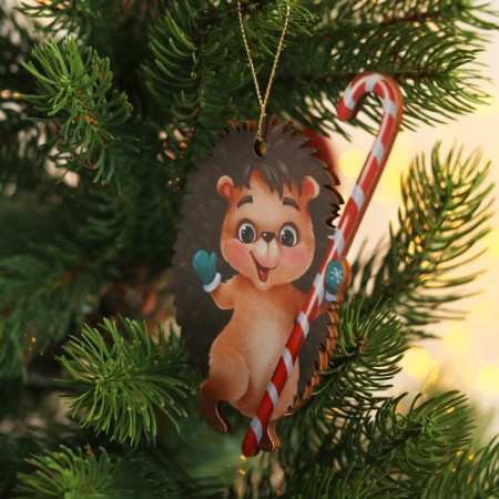 New Year's wooden pendant "New Year! Cute hedgehog "-2