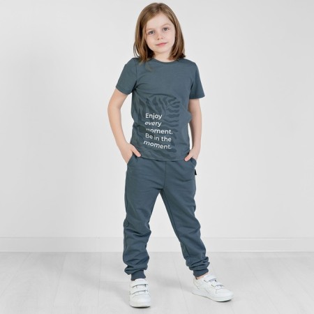 Pants for boys, height 104 cm, gray-green color