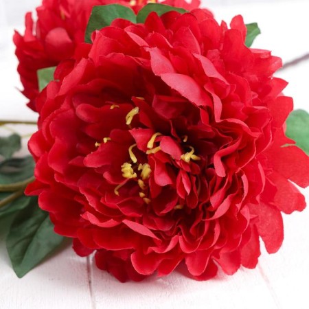 Artificial flowers "Kustovo peony" 5 buds 15x110 cm, red-1