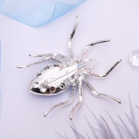 Brooch "Spider", white-blue color in silver-3