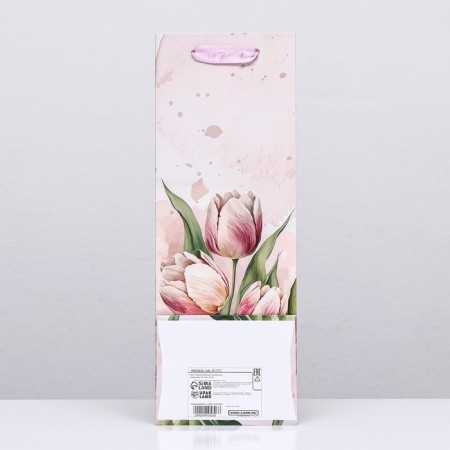 Package laminated for a bottle "Tulips", 13 x 36 x 10 cm-1