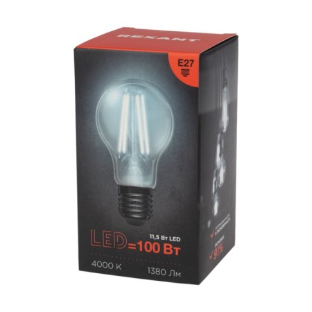 Lamp Filament Pear A60 11.5W 1380lm 4000k E27 Transparent Rexant Sales-3