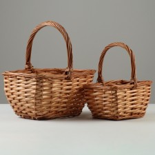 Set of wicker baskets, 28 x 20 x 14/28 cm, 22 x 16 x 12/24 cm, 2 pcs, honey, willow