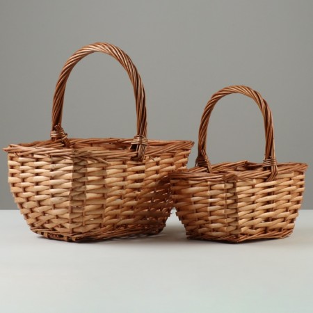 Set of wicker baskets, 28 x 20 x 14/28 cm, 22 x 16 x 12/24 cm, 2 pcs, honey, willow