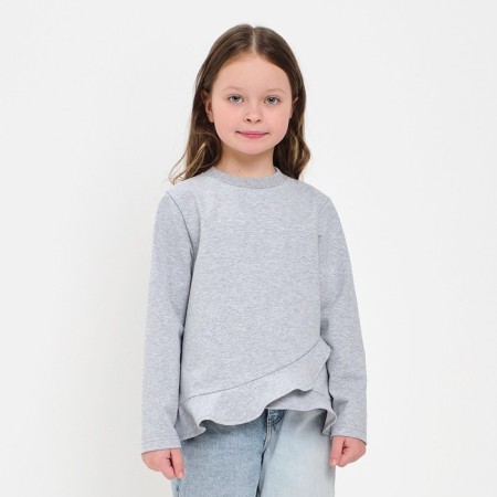 Свитшот для девочки с воланом KAFTAN "Basic line" размер 30 (98-104), цвет серый-2