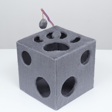 Cat house "Cube with a paw", with a toy, 40 x 40 x 40 cm