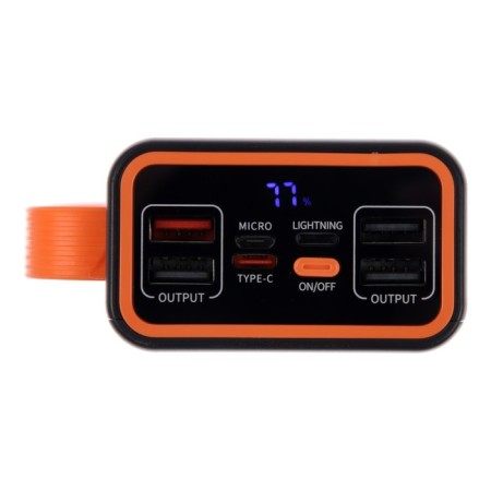 External battery YM-653, 30,000 mAh, 66 W, 4USB, 3TYPE-C, lantern, fast charging, black-6