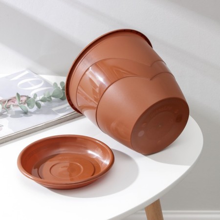 Pot for flowers with the Podon Venice, 3.1 L, D = 19 cm, Terracotta color-3