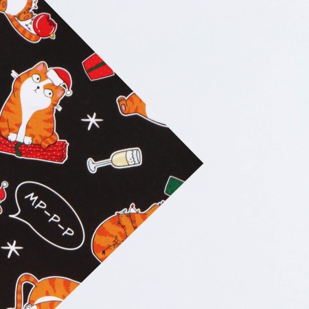 Glossy packaging paper "Cats New Year", 70 x 100 cm, New Year-3