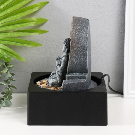The desktop fountain from the network, backlight "Mediting Buddha" gray 18x18x24 cm-3