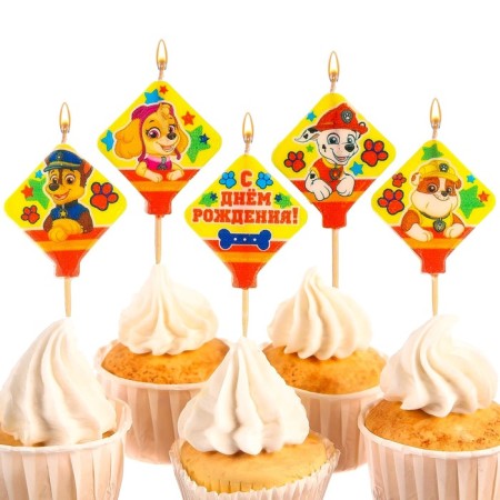 Candle for the Cake "Happy Birthday", 5 pieces, puppy patrol-2