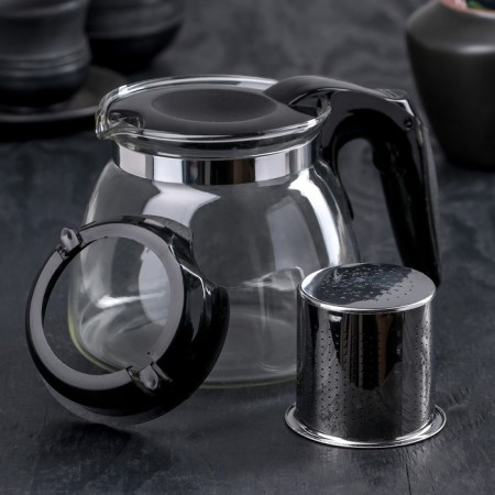Glass teapot "Julian", 700 ml, with metal sieve, color mix-8