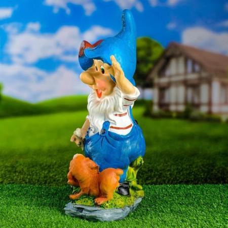 Garden figure "Dwarf with a puppy" 22x38cm-1