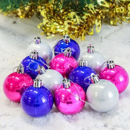 Set of balls plastic D-5 cm, 12 pcs "Pearl gloss" mix