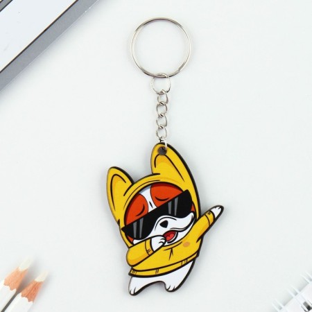Key keychain wooden "bulldog", 4.5 x 6 cm