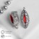 Earrings with rhinestones "Edel" Ellipse openwork, red color in silver