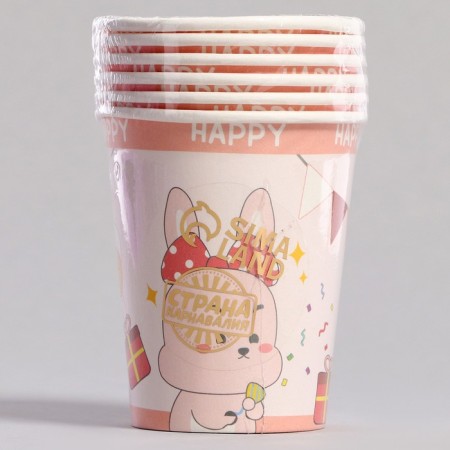 Paper glass "Happy Bunny", 6 pcs-2