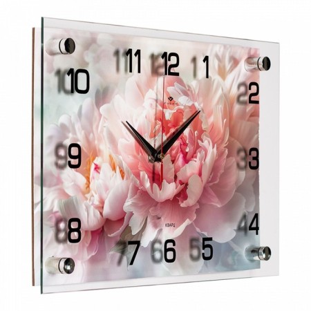 Watch wall, interior "pink peonies", 25 x 35 cm, silent-1