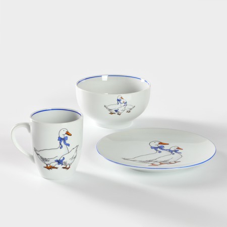 Porcelain set for breakfast "geese", 3 items-1