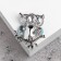 Brooch "Night Owl", the color is blue-green in silver