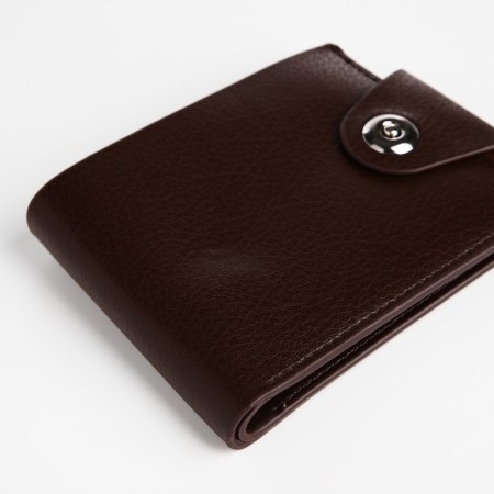 Male purse for magnet, department for bills, cards, coins, brown color-2