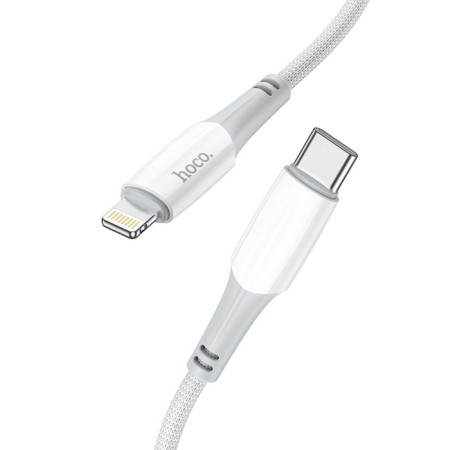 Hoco X70, Lightning cable - Type -C, PD 20 W, 2.4 A, 1 m, nylon braid, white-1