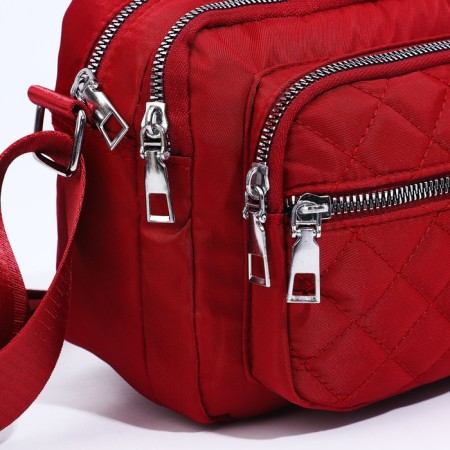 Cross-Bodi Bag with zipper, external pocket, red color-3