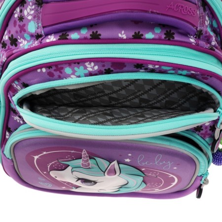 Frame backpack 35 x 28 x 15 cm, Across, filling: bag, pencil case, keychain, purple-8
