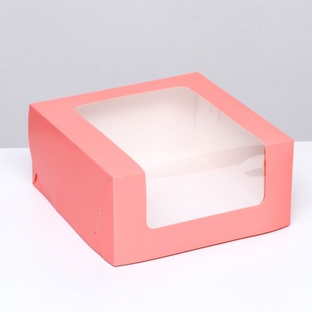 Confectionery packaging with a window, pink, 21 x 21 x 10 cm