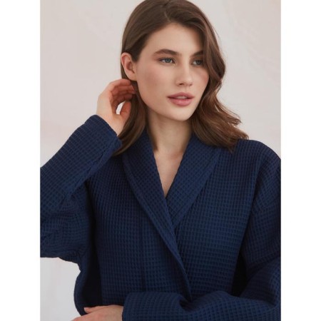 Unisex bathrobe Pamira, size XXXL, blue color-6